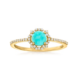 canaria turquoise halo ring with diamonds in 10kt yellow gold