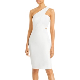 womens crepe one-shoulder cocktail and party dress
