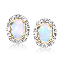 canaria opal and . diamond halo earrings in 10kt yellow gold