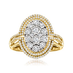 diamond cluster oval ring in 18kt gold over sterling
