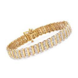 1.00- diamond link bracelet in 18kt gold over sterling