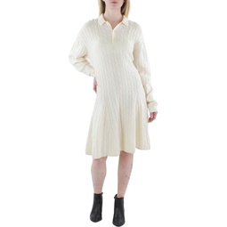 womens wool blend cable knit fit & flare dress