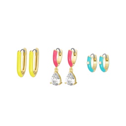 womens gold-tone brass hoop earrings set