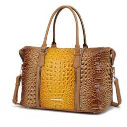raven faux crocodile-embossed vegan leather women's weekender handbag
