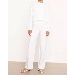 womens high-waist washed casual pant in off white