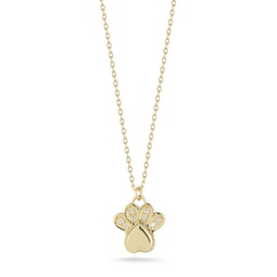14k gold & diamond dog paw necklace