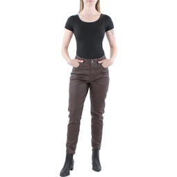 womens lambskin leather high rise skinny pants