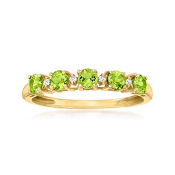 canaria peridot 5-stone ring with diamond accents in 10kt yellow gold