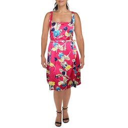 womens floral print pleated shift dress