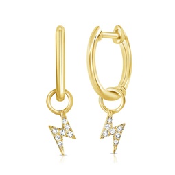 14k gold & diamond lighting bolt earrings