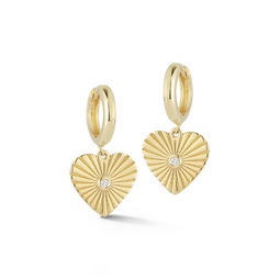 14k gold & diamond heart huggie earrings