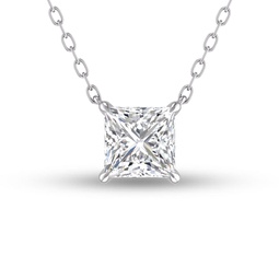 lab grown 1/2 ctw floating princess cut diamond solitaire pendant in 14k white gold
