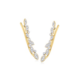 ross-simons diamond leaves ear climbers in 14kt yellow gold