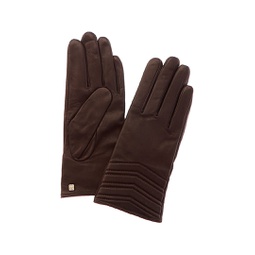 chevron quilted cashmere-lined leather gloves