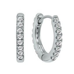 1/10 carat tw small diamond huggie hoop earrings in 10k white gold