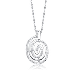 sterling silver clear cubic zirconia swirl necklace