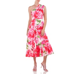 womens floral one shoulder cocktail and party dress