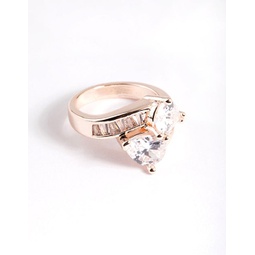 rose gold cubic zirconia pear crossover ring