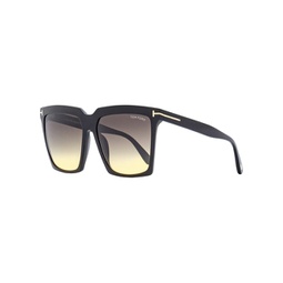 womens square sunglasses tf764 sabrina-02 01b black 58mm