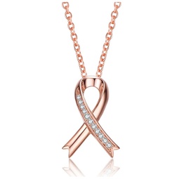 teens/young adults 18k rose gold plated with clear cubic zirconia ribbon pendant necklace