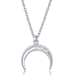 sterling silver 0.06cttw diamond italian horn necklace