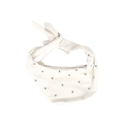 embellished bow bag in white leather