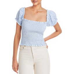 womens ruched square-neck cropped