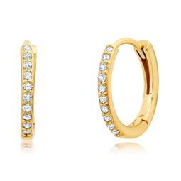 14k yellow gold hinged post earring hoops with diamonds