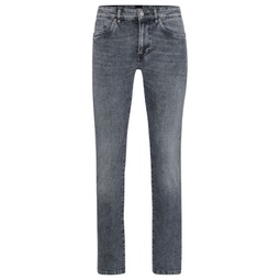 slim-fit jeans in stonewashed gray italian stretch denim