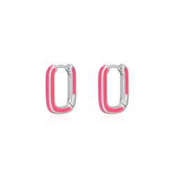 chain link huggies- hot pink- silver