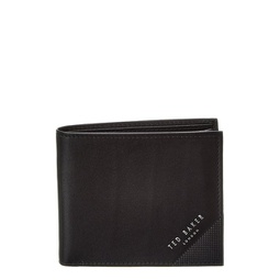 prug embossed corner leather bifold wallet