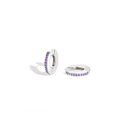 purple cubic zirconia hoop earrings