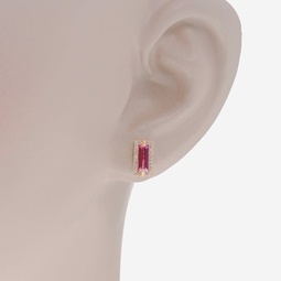 14k rose gold diamond and pink topaz stud earrings pe690-rgpt