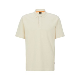 relaxed-fit cotton-blend polo shirt with waffle structure