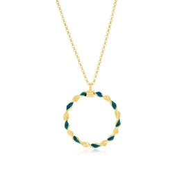 sterling silver, petrolio enamel twisted necklace - gold plated