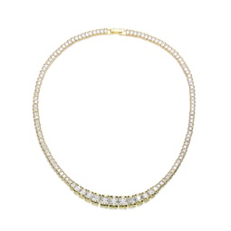 ga sterling silver with gold plated and clear cubic zirconia tennis necklace