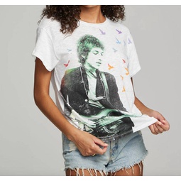 bob dylan flock of birds graphic tee in white