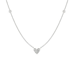 diamond heart & two sided diamond necklace white gold