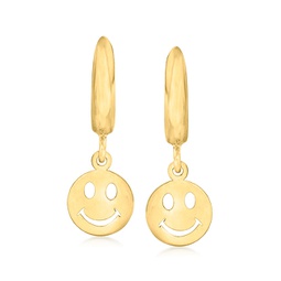 canaria 10kt yellow gold smiley face huggie hoop drop earrings