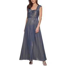 womens shimmer ruched evening dress