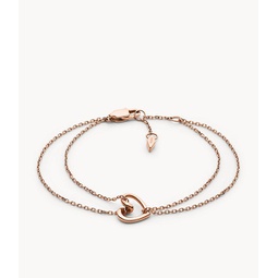 Fossil Womens Rose Gold Stainless Steel Chain Bracelet