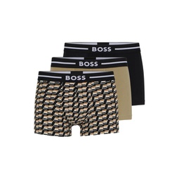 three pack of stretch-cotton trunks with logo waistbands