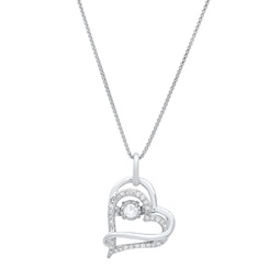 10k white gold golden glimmer real dancing diamond heart pendant necklace (1/5 cttw.), 18