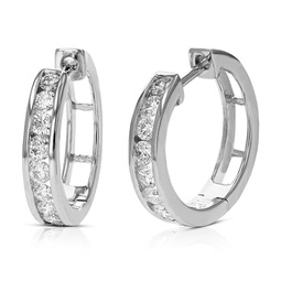1 cttw round cut lab grown diamond hoop earrings in .925 sterling silver channel set 2/3 inch