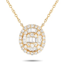 lb exclusive 14k yellow gold 0.31ct diamond cluster necklace pn14719