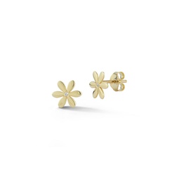 14k gold & diamond flower stud earrings