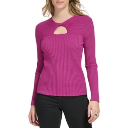 womens twist front keyhole pullover top