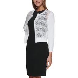 Lace-Front Open-Front Cardigan