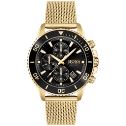 BOSS Admiral Mens Chronograph Gold-Plated Stainless Steel Strap Watch 45mm