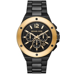 Mens Lennox Chronograph Black-Tone Stainless Steel Bracelet Watch